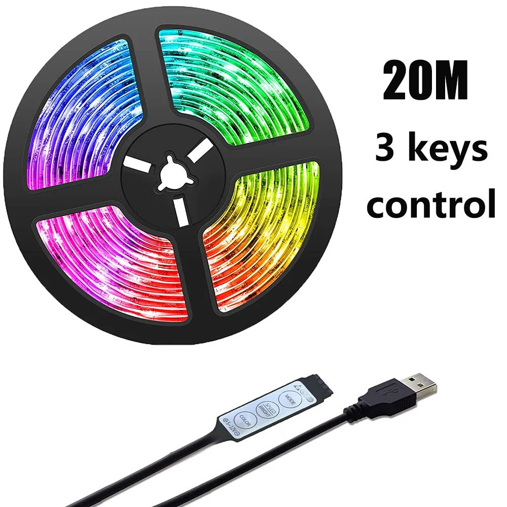 Bluetooth RGB LED Strip Light: 5M-20M, USB, Infrared Control