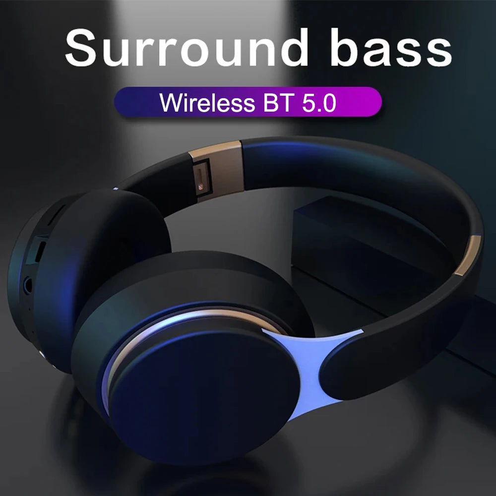 Wireless Bluetooth 5.0 Headphones - HiFi 9D Bass, Foldable