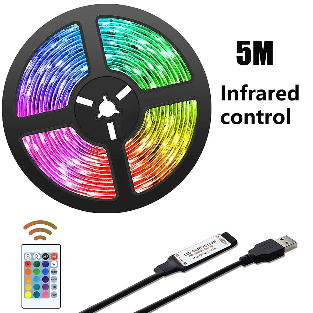 Bluetooth RGB LED Strip Light: 5M-20M, USB, Infrared Control